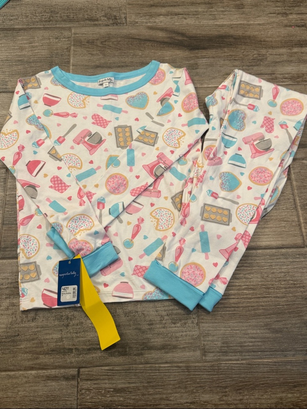 Baking Print Kids Pajama Set with Blue Trim